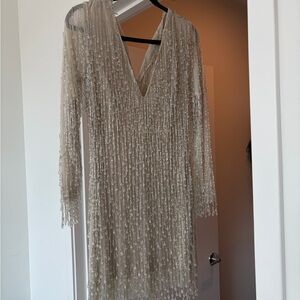 Nasty Gal Shimmering Silver Midi Dress